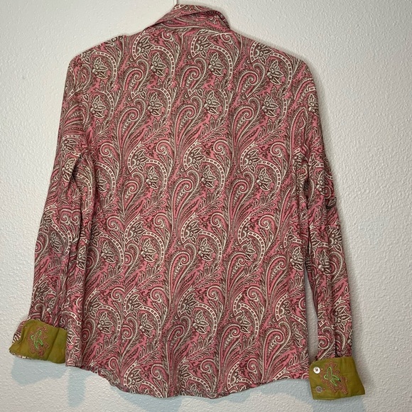 Robert Graham Shirt Button Down  Long Sleeves or Rolled Paisley Pink Cream M - Picture 4 of 7